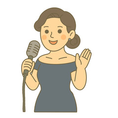 Hand draw singer cartoon character with microphone