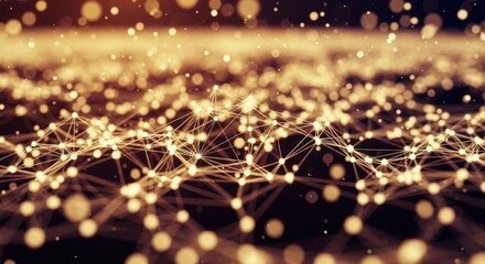 Abstract glowing network of interconnected points and lines with bokeh effect