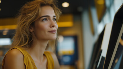 A customer walking through a biometric facial-recognition payment gate at a futuristic convenience store — contactless checkout, secure seamless transactions, and the evolution of checkout-free
