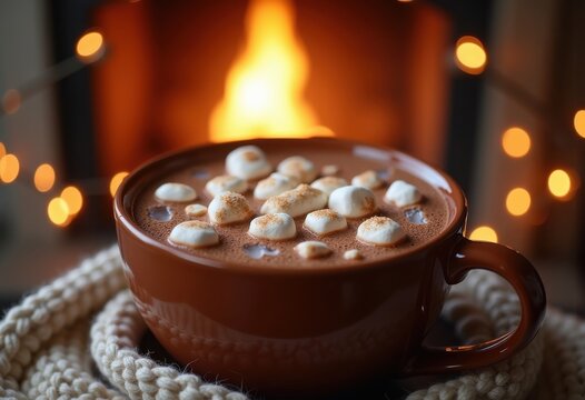 Decadent Chocolate Cocoa with Fluffy Marshmallows Topper Cozy Hearth Ambience Evening Retreat