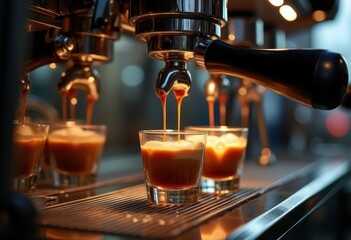 Espresso Shot Extraction Precision Metal Machine Coffee Crafting Dynamic View