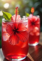 Hibiscus Flower Aqua Fresca Image with Bold Refreshing Note Beautiful Floral Elements