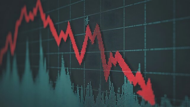 Economic crisis, financial background PNG. Financial graph chart falling,global economic recession, stock market crash, growth inflation. growth inflation. - Powered by Adobe