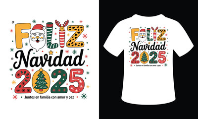 Merry Christmas 2025 Festive Vector T-Shirt