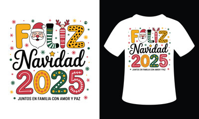 Merry Christmas 2025 Festive Vector T-Shirt