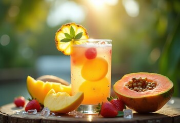 Tropical Coconut Water With Exotic Fruits Dreamy Island Refreshment Burst