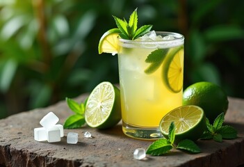 Tropical Brazilian Experience with Caipirinha Ingredients Fresh Lime and Raw Elements