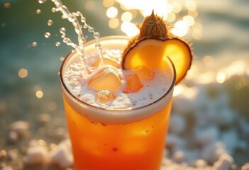 Tropical Fruit Coconut Refreshing Splash Barefoot Beach Style Clear Jubilee