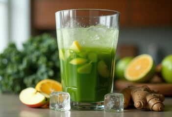 Uplifting Kale Apple Ginger Juice Fresh Starts Green Health Elixir Energy Boost Invigorating Goodness