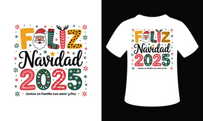 Merry Christmas 2025 Festive Vector T-Shirt