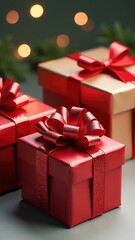 Obraz premium Packaged gifts with colorful bows, suitable for birthdays or holidays