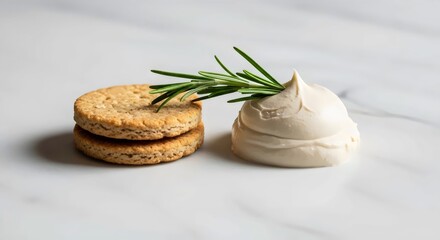 Wholesome oat crackers and almond cheese appetizer for sustainable plant-based nutrition and rustic decor design
