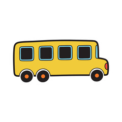 Simple Yellow School Bus Cartoon Illustration