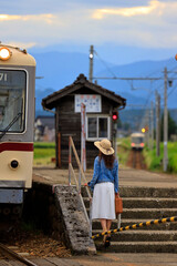 田舎の駅のホーム