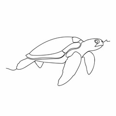 Obraz premium Artistic Line Drawing Turtle Swimming Underwater Sea Animal Illustration