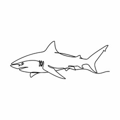 Simple Outline Continuous Line Shark Aquatic Animal Creature Illustration