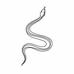Minimalist Outline Graceful Snake Reptile Serpent Creature Animal Illustration