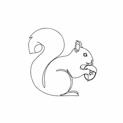 Simple Line Art Squirrel Holding Nut Wild Animal Illustration Design