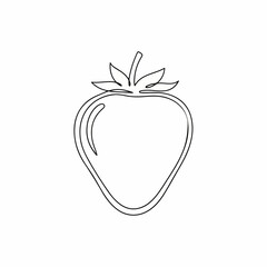 Outline Simple Strawberry Fruit Food Ingredient Isolated Line Art