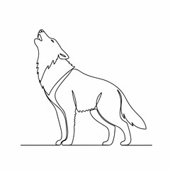 Simple One Line Drawing Howling Wolf Animal Mammal Silhouette Illustration