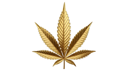 Elegant golden marijuana leaf emblem for premium cannabis brands or investment opportunities in the booming marijuana industry growth now