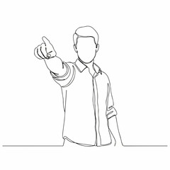 Continuous Line Drawing of Man Pointing or Showing Direction Illustration