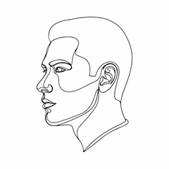 Continuous Line Drawing Side Profile of Young Man Face Portrait Illustration