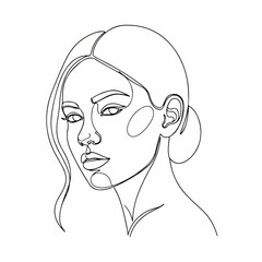 Minimalist Line Art Female Portrait Drawing Elegant Style Illustration