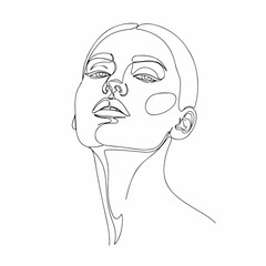 Minimalist Line Art Portrait of a Woman's Face Artistic Illustration