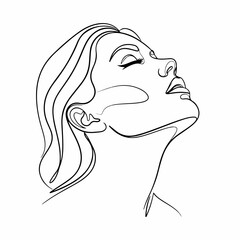Minimalist Continuous Line Drawing of Woman Portrait in Modern Style