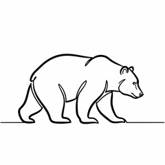 Minimalist Continuous Line Art Walking Bear Wildlife Animal Illustration