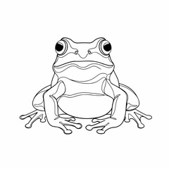 Detailed Outline Realistic Frog Amphibian Character Animal Illustration Line Art