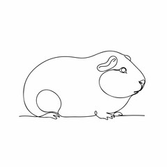 Minimalist One Line Drawing of a Cute Guinea Pig Illustration