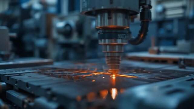 Automated laser welding processes in modern industrial manufacturing for precision assembly. 4k video