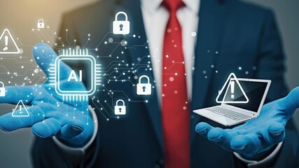 AI security technology on businessman's hand. - Powered by Adobe