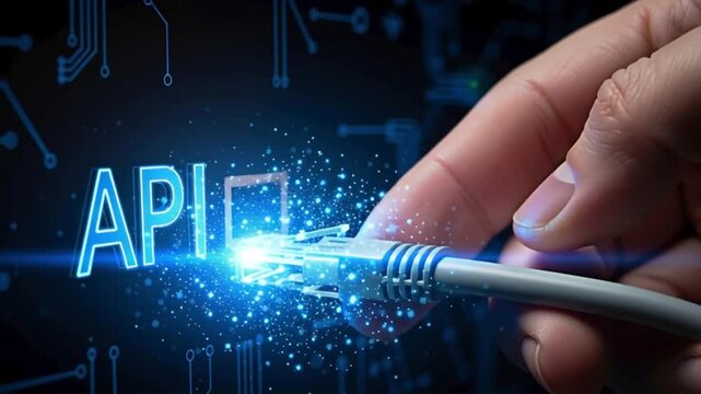 API connection cable for the concept of technology and computer networks.
