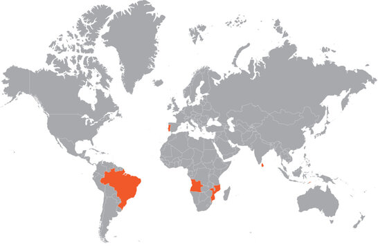The Portuguese Empire on the World Map, Colonies of Portugal Vector Map Editable