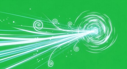Bright light beam effect with animated lines. Green screen background for digital compositing. Dynamic visual element design.