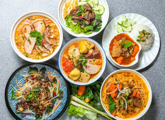 Vietnamese culinary treasures! Noodle soups, fresh salads, and savory beef stew artfully presented....