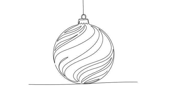 Christmas tree ornament with abstract swirling designs in white  