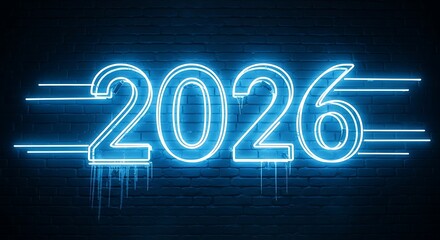 Blue Neon 2026 Digital New Year Background