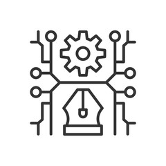 Pen Tool With Gear Icon - AI Generator Art Tool Icon