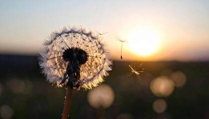 L&ouml;wenzahn Pusteblume im Sonnenuntergang