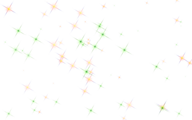 A captivating array of vibrant stars scattered across a clean white canvas, creating a celestial and enchanting atmosphere isolated on transparent background