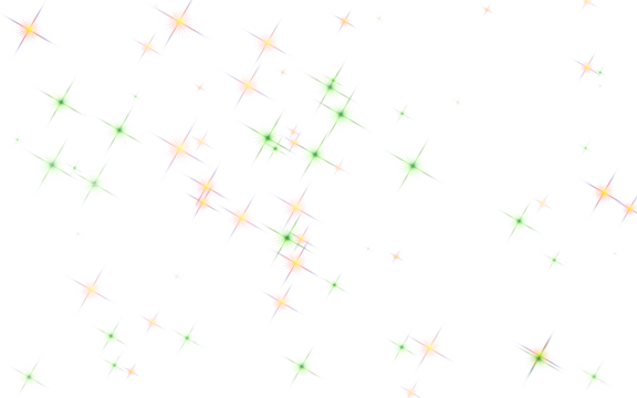 A captivating array of vibrant stars scattered across a clean white canvas, creating a celestial and enchanting atmosphere isolated on transparent background