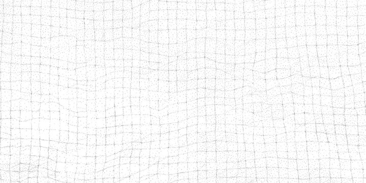 Crackle mesh checkered pattern with micro-dot speckle, warped irregular grid cells. Hairline fissure lattice in monochrome, subtle noise, vintage xerox tone, vector illustration