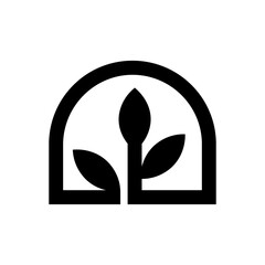 Greenhouse icon. Black silhouette. Front and side view. Vector simple flat graphic illustration. Isolated object on a white background.