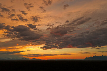 Beautiful sunset aerial near Gustavus Alaska