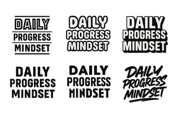 Fototapeta premium Creative Lettering Grid. Daily progress mindset. Set lettering. harmonious lettering variations of the same emblematic concept, each with different artistic