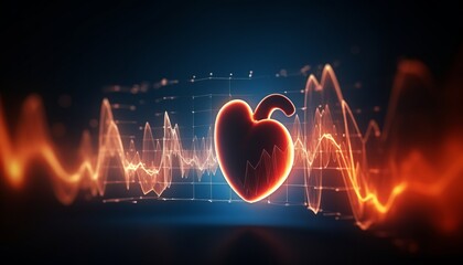 Heartbeat or Heart pulse visualization. 3D healthcare medical background. Cardiogram myocarditis analysis.